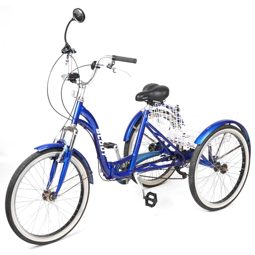 1126 - Scout metallic blue tricycle, 115cm high x 180cm in length