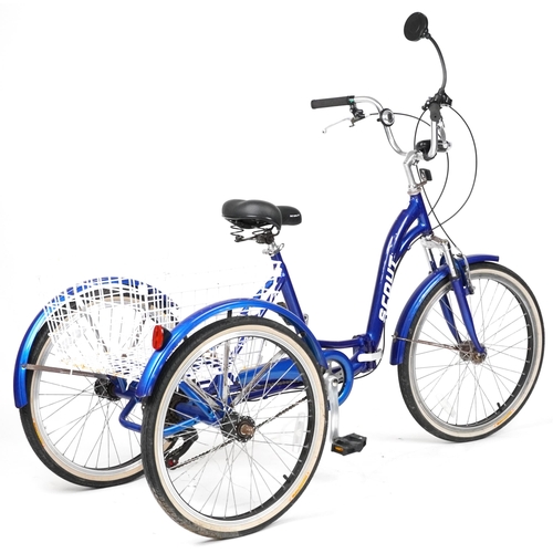 1126 - Scout metallic blue tricycle, 115cm high x 180cm in length