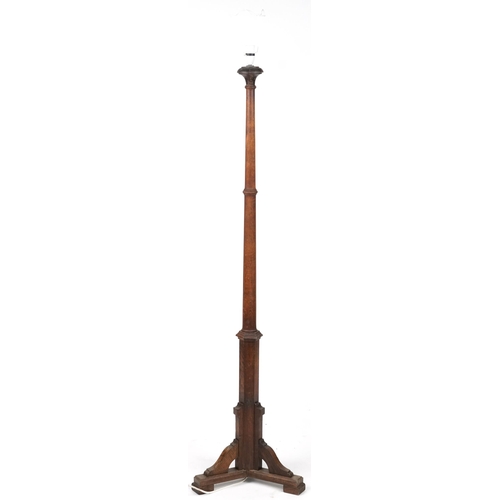1065 - Arts & Crafts oak standard lamp, 160cm high