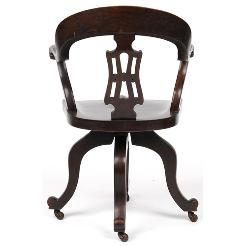 1060 - Antique oak captain's chair, 88cm high