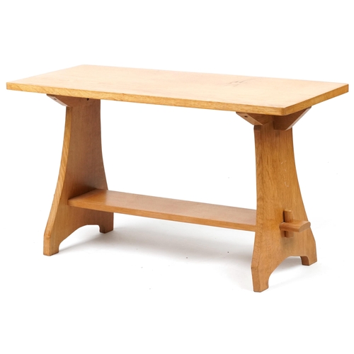 1101 - Arts and Crafts style light oak coffee table, 52cm H x 91cm W x 38cm D