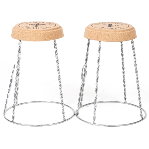 1119 - Pair of Champagne cork design stools, each 52cm high