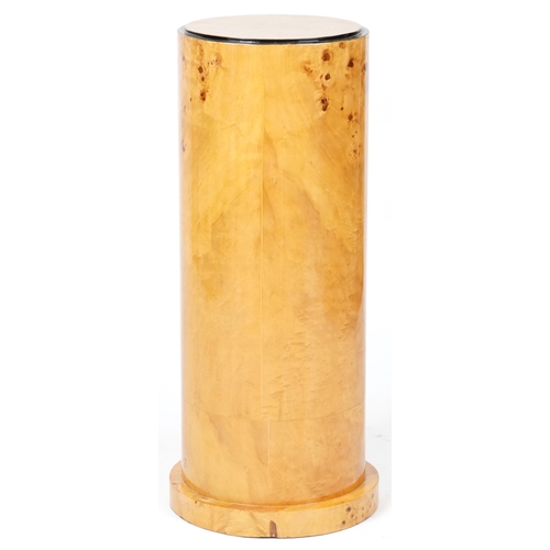 1088 - Art Deco style bird's eye maple effect cylindrical column, 80cm high x 30cm in diameter