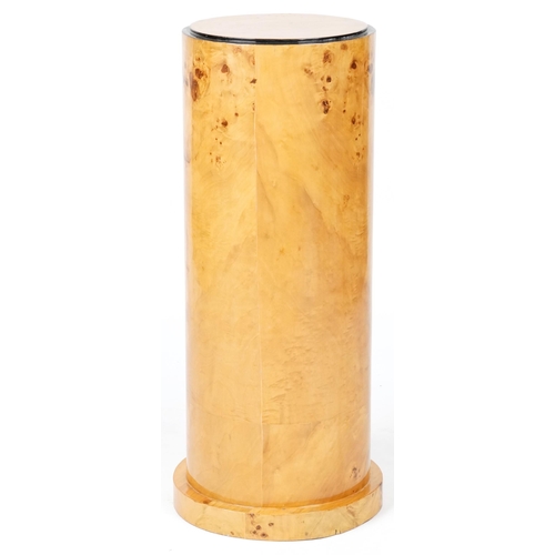 1088 - Art Deco style bird's eye maple effect cylindrical column, 80cm high x 30cm in diameter