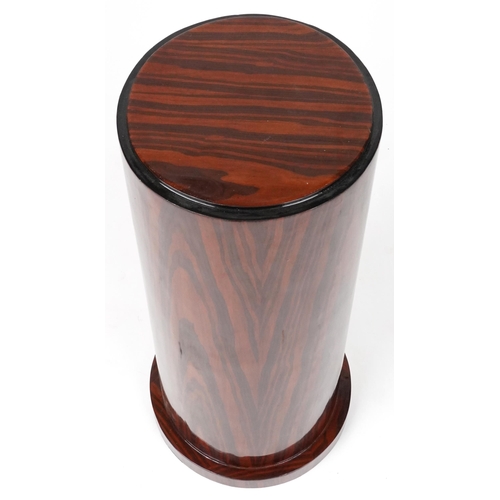 1087 - Art Deco style rosewood effect cylindrical column, 80cm high x 30cm in diameter