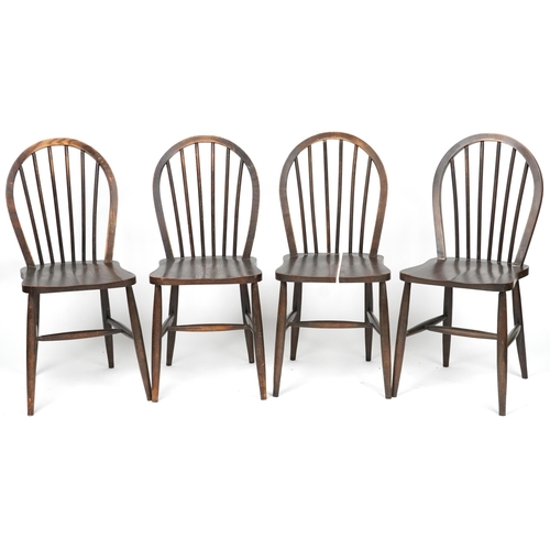 1120 - Set of four Ercol elm stick back chairs, each 90cm high