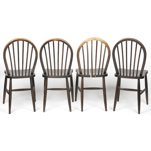 1120 - Set of four Ercol elm stick back chairs, each 90cm high