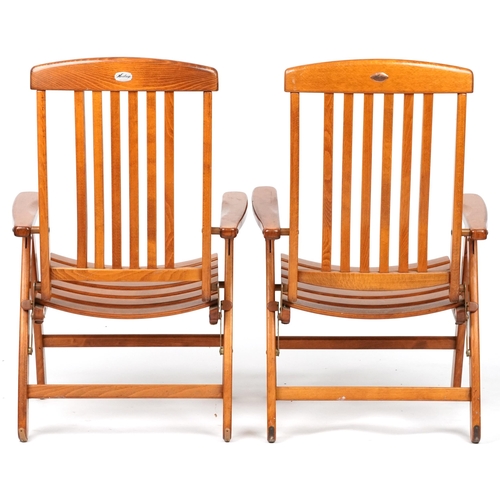 1097 - Herlag, pair of West German teak folding chairs, each 102cm high