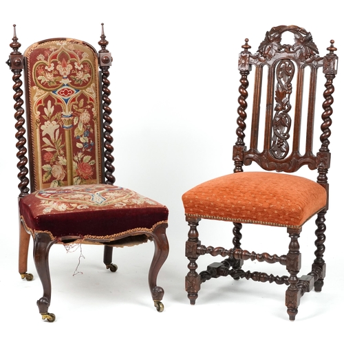 1098 - Two antique chairs including a Victorian rosewood example with tapestry back and seat, the largest 1... 