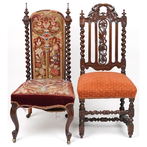 1098 - Two antique chairs including a Victorian rosewood example with tapestry back and seat, the largest 1... 