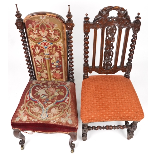 1098 - Two antique chairs including a Victorian rosewood example with tapestry back and seat, the largest 1... 