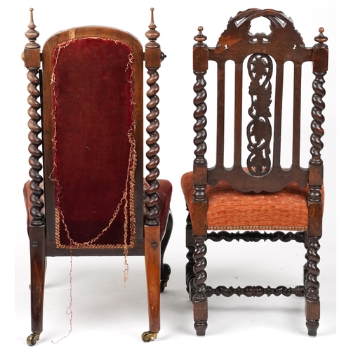 1098 - Two antique chairs including a Victorian rosewood example with tapestry back and seat, the largest 1... 