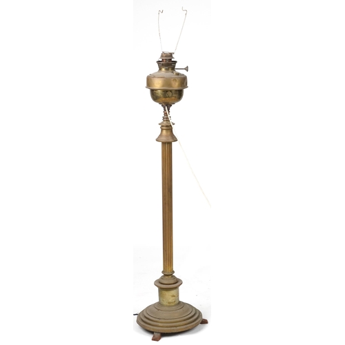 1118 - Victorian brass standard oil lamp, 140cm high