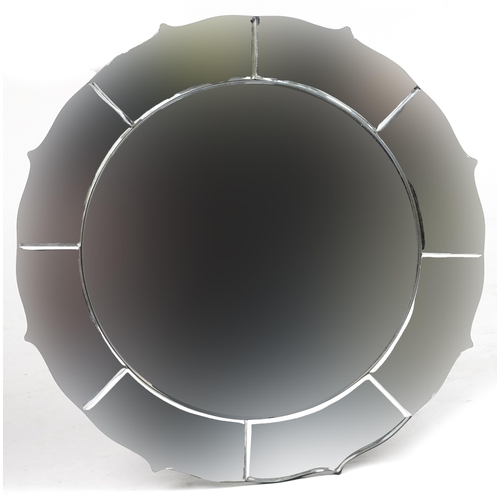 1135 - Two contemporary wall hanging mirrors, the largest 61cm in diameter