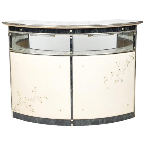 1031 - 1960s faux marble and leatherette cocktail bar, 103cm high x 146cm wide