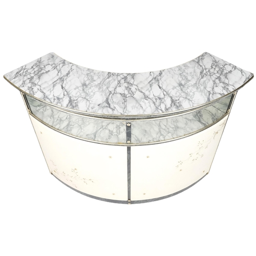 1031 - 1960s faux marble and leatherette cocktail bar, 103cm high x 146cm wide