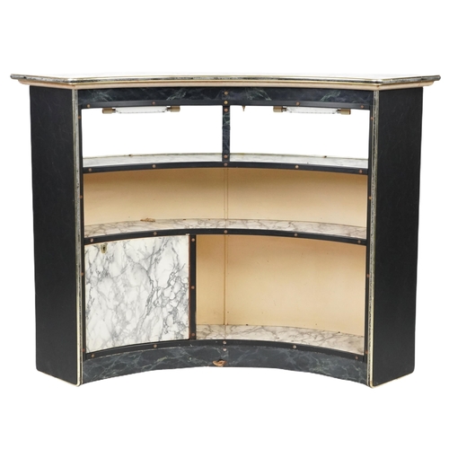 1031 - 1960s faux marble and leatherette cocktail bar, 103cm high x 146cm wide