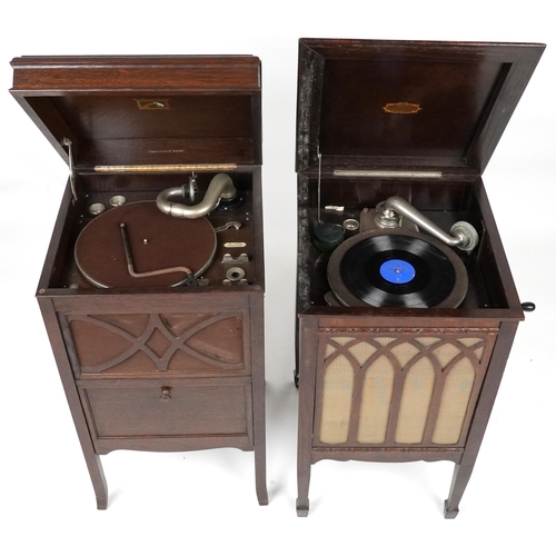 1252 - Two vintage gramophone cabinets including His Master's Voice retailed by W J East, the largest 87cm ... 