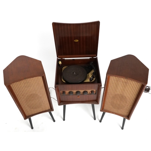 1253 - Vintage Capitol floor standing gramophone and speakers, the speakers 83cm high