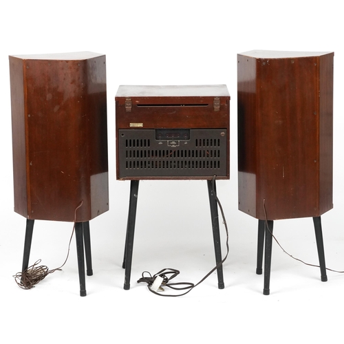 1253 - Vintage Capitol floor standing gramophone and speakers, the speakers 83cm high