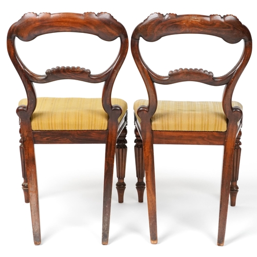 1117 - Pair of Victorian carved rosewood occasional chairs with tapestry upholstered cushioned seats on flu... 