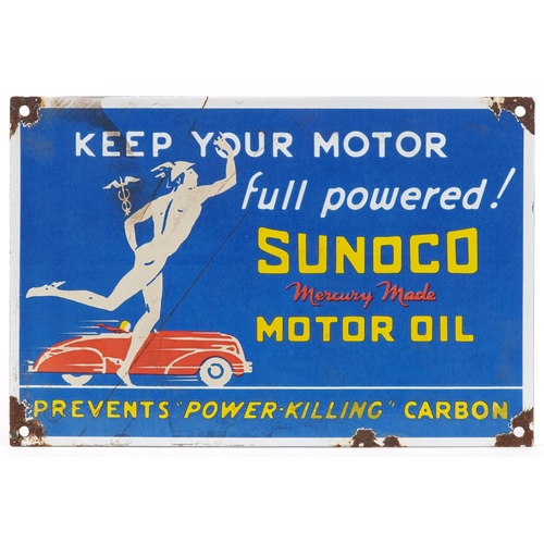 1359 - Sunoco Motor Oil enamel advertising sign, 30cm x 20cm