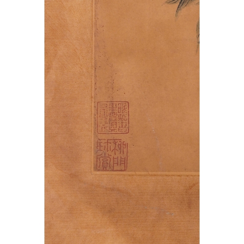 1356 - Bird of paradise amongst bamboo groves, Chinese print on paper, 66cm x 37cm