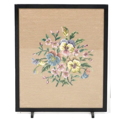 1104 - Three tapestry fire screens, the largest 70cm high x 53cm wide