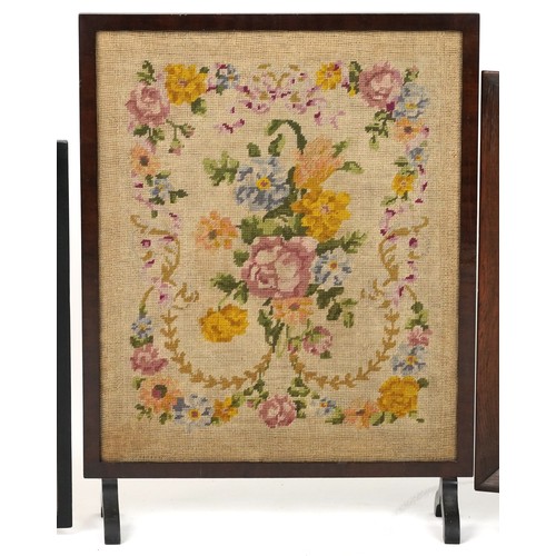 1104 - Three tapestry fire screens, the largest 70cm high x 53cm wide