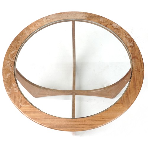 1090A - G Plan, mid century teak Astro coffee table, 46cm high x 84cm in diameter