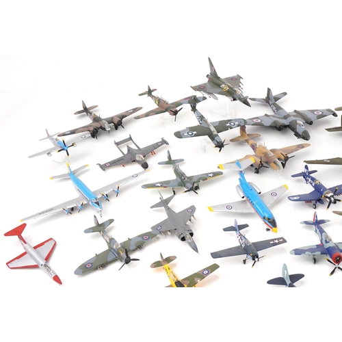 1602 - Collection of scratch built model military aircraft, the largest 40cm wide