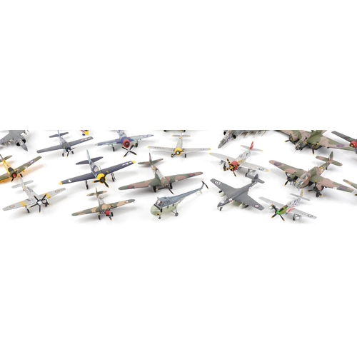 1602 - Collection of scratch built model military aircraft, the largest 40cm wide