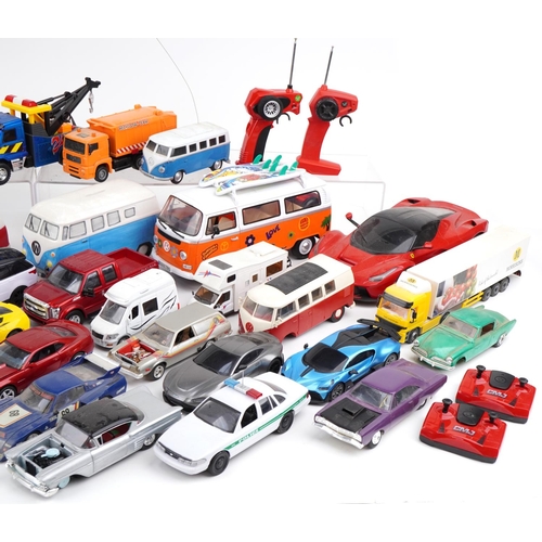 1687 - Large collection of model vehicles, some remote controlled, some radio controlled, the largest 38cm ... 