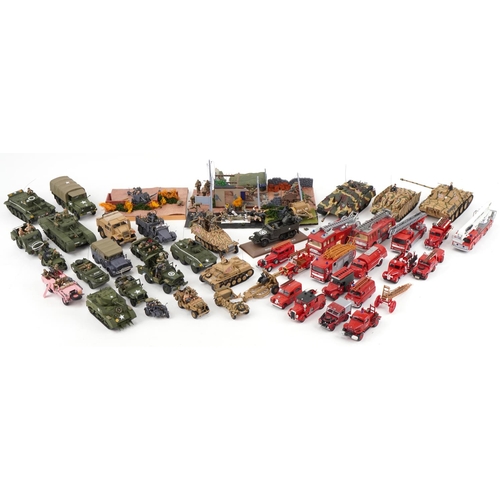 1688 - Large collection of vintage and later collector's fire engines and army vehicles including Corgi and... 