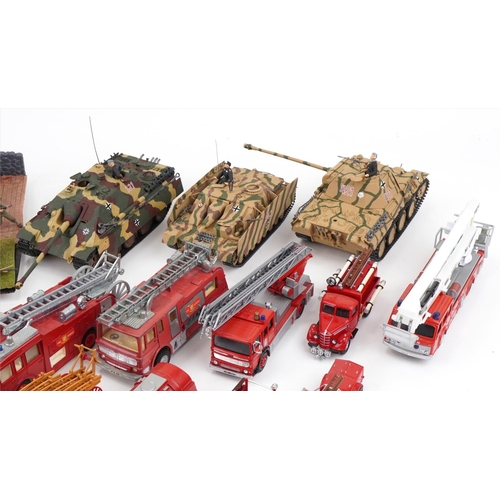 1688 - Large collection of vintage and later collector's fire engines and army vehicles including Corgi and... 