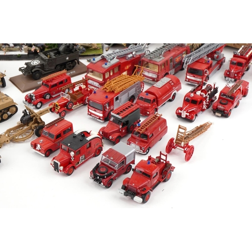 1688 - Large collection of vintage and later collector's fire engines and army vehicles including Corgi and... 