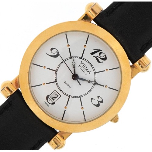 2710 - Yema, gentlemen's quartz wristwatch having subsidiary dial with Arabic numerals and date aperture, h... 