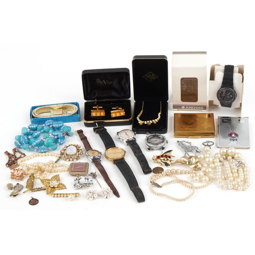 2730 - Vintage and later costume jewellery and wristwatches including necklaces, brooches and cufflinks