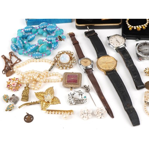 Vintage and later costume jewellery and wristwatches including ...