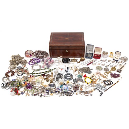 2738 - Large collection of vintage and later jewellery, wristwatches and objects including semi precious st... 