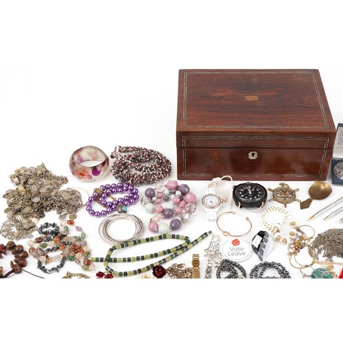 2738 - Large collection of vintage and later jewellery, wristwatches and objects including semi precious st... 