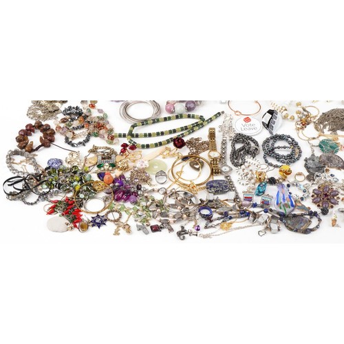 2738 - Large collection of vintage and later jewellery, wristwatches and objects including semi precious st... 