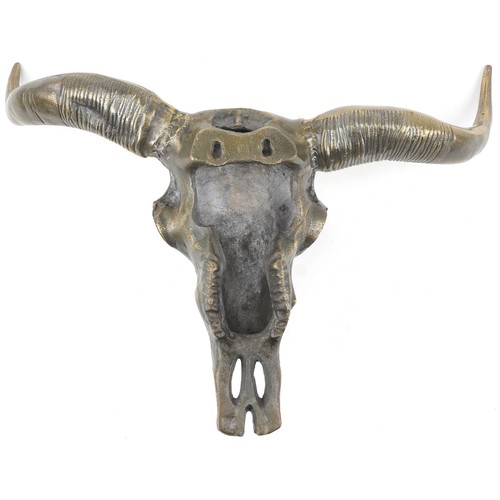 1369 - Large bronzed wall mounted sculpture of an ox head, 70cm wide