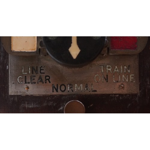 437 - Railway interest mahogany up and down line signal box and a wooden bell box Goring Relief Line and R... 