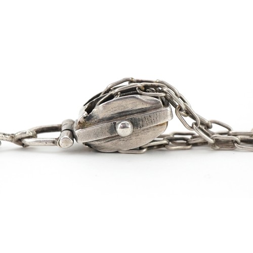 2283 - Naval interest watch chain in the form of a pulley block & tackle, 28cm in length, 22.0g