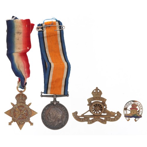 1726 - British military World War I medals awarded to W.J.A.BROWN A.S.C Mons Star and CPL.W.J.A.BROWNA.S.C ... 