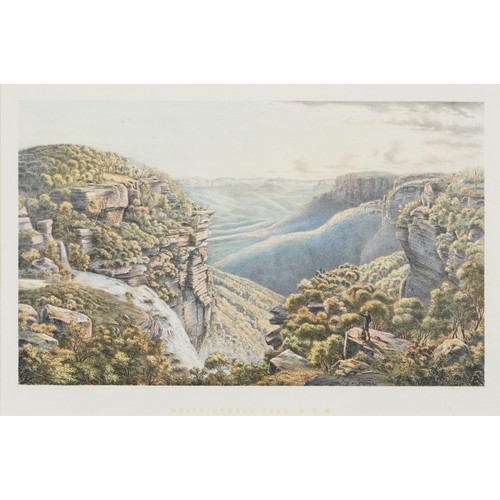 1385 - Eugene Von Guerard - Weatherboard Fall, New South Wales, 19th century coloured lithograph, mounted, ... 