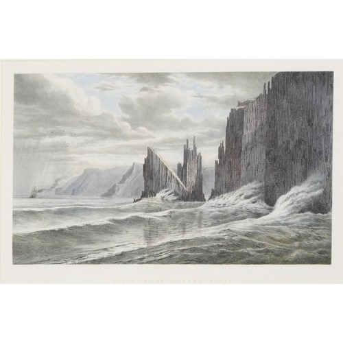 1384 - Eugene Von Guerard - South East of Tasman's Island, Australia, 19th century coloured lithograph, mou... 