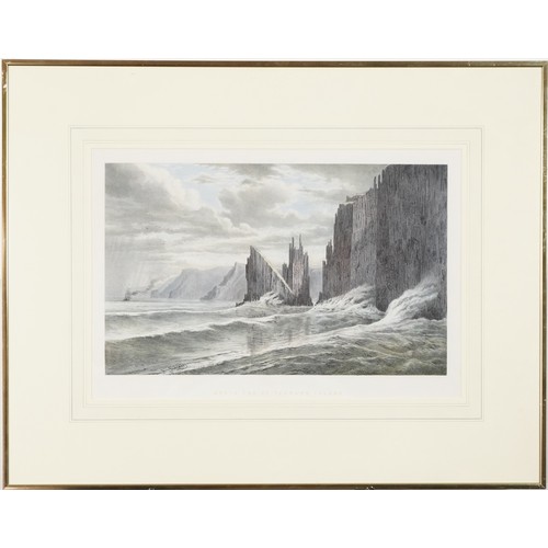 1384 - Eugene Von Guerard - South East of Tasman's Island, Australia, 19th century coloured lithograph, mou... 