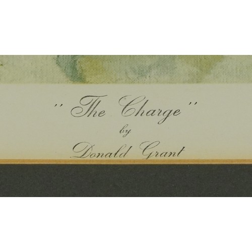 543 - David Grant, The Charge - pencil signed print in colour, mounted, framed and glazed, 94cm x 64cm exc... 